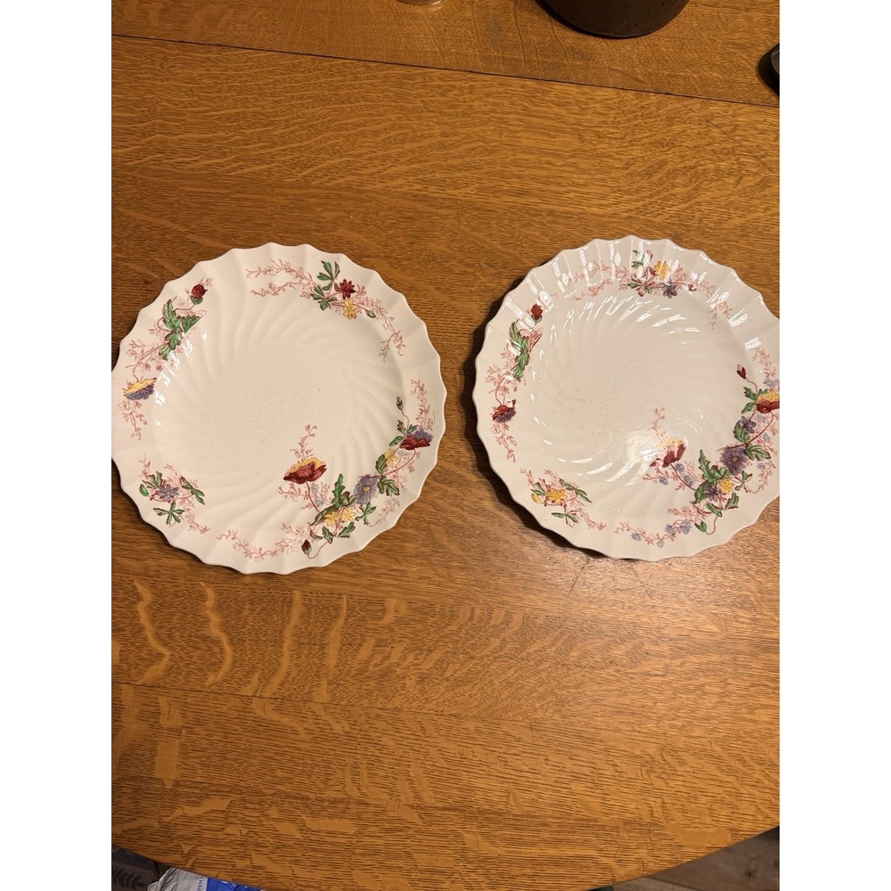 Pair Vtg Copeland Spode Fairy Dell 10.5" Dinner Plates